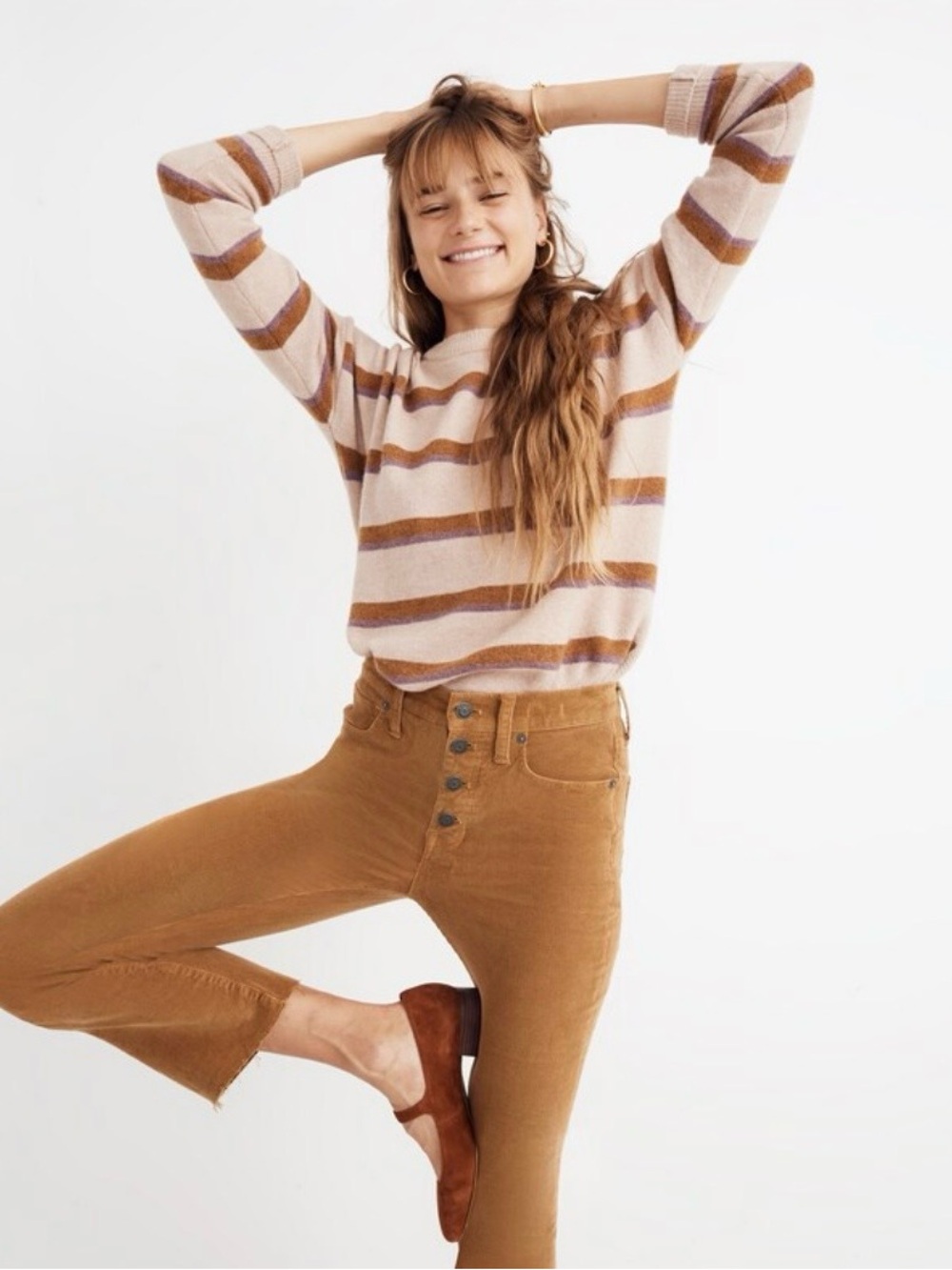Madewell Tan Camel Corduroy Cali Demi Boot Pants 25 - Picture 5 of 10